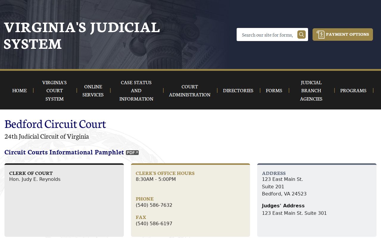 Bedford County warrant records: Bedford Circuit Court clerk page
