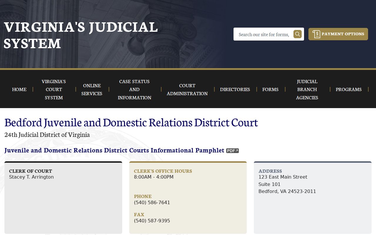 Bedford County warrant records: Juvenile and Domestic Relations Court clerk page