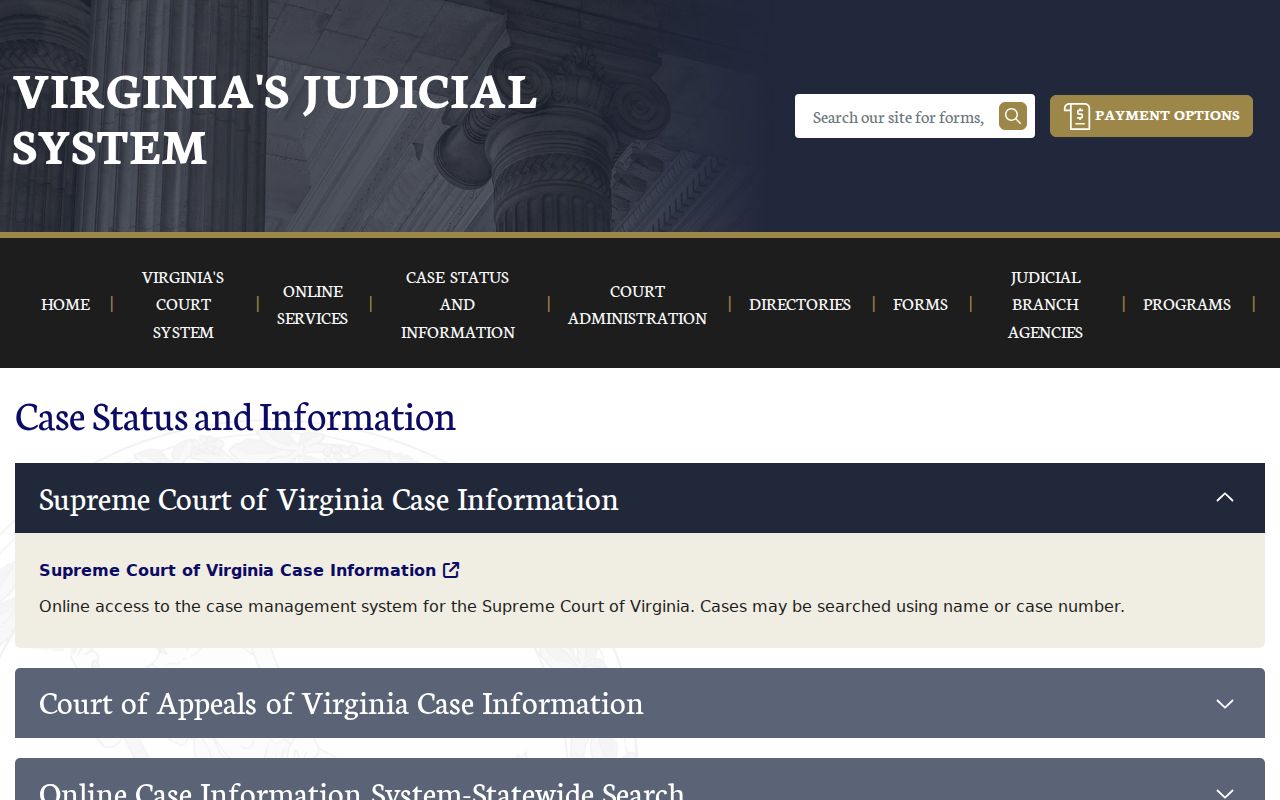 Bedford County warrant search scope: Virginia courts official case-information notice